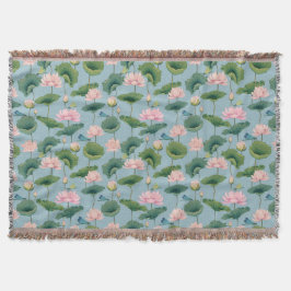 Chinoiserie Lotus Pond och Dragonfly Throw Blanket Filt