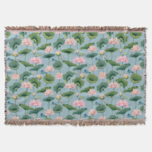 Chinoiserie Lotus Pond och Dragonfly Throw Blanket Filt