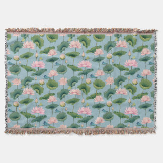 Chinoiserie Lotus Pond och Dragonfly Throw Blanket Filt