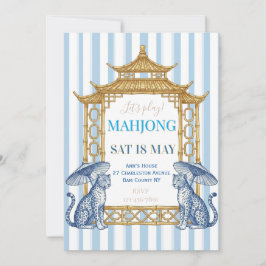 Chinoiserie Mahjong Party Blue Inbjudningar