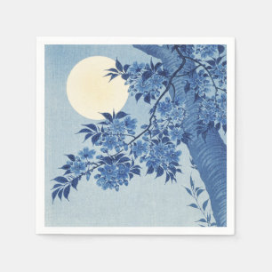Chinoiserie Marinblå Körsbärsblom & Fullmåne Pappersservett
