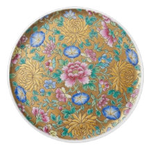 Chinoiserie Millefleur Blommor Guld Keramik