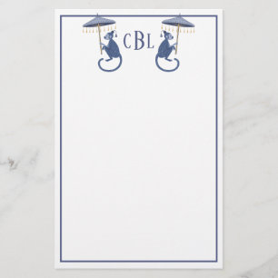 Chinoiserie Monkey Monogrammed Stationery Brevpapper