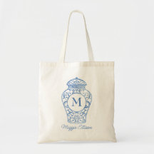 Chinoiserie Monogrammed Ginger Burk Tote Bag