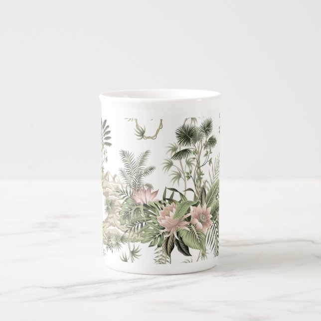 Chinoiserie Mönster Benporslin Mugg (Framsidan)