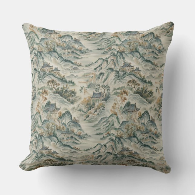 Chinoiserie Mountain Scene Kudde (Framsida)