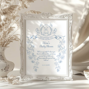 Chinoiserie nalle Toile babydusch Välkommen Poster