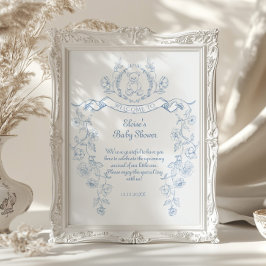 Chinoiserie nalle Toile babydusch Välkommen Poster