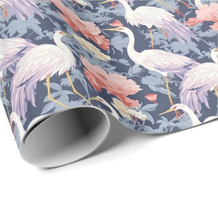 Chinoiserie Navy Blommigt Egret Presentpapper