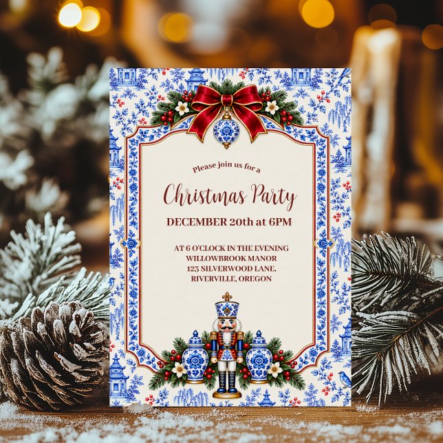 Chinoiserie Nötknäckare Jul Inbjudningar (Skapare uppladdad)