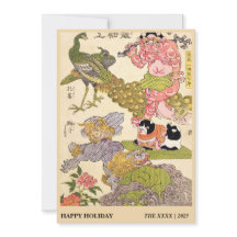 Chinoiserie Oni Påfågel Katt & Peonytryck