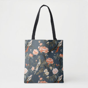 Chinoiserie på Denim Blue Tygkasse