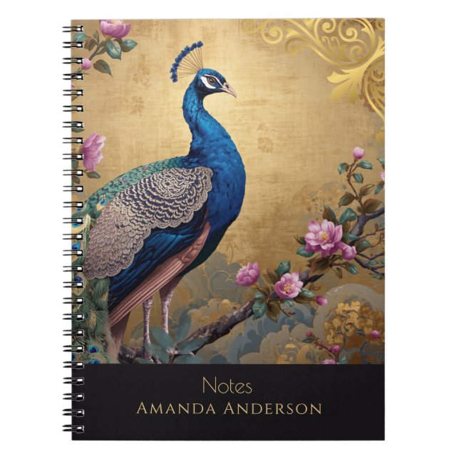 Chinoiserie Påfågel Spiral Anteckningsbok (Framsidan)