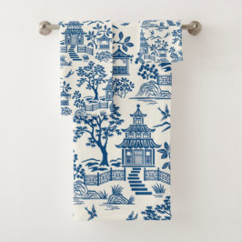 Chinoiserie Pagoda Blue på White