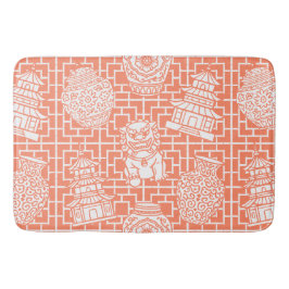 Chinoiserie Pagoda – Coral Preppy Asian Garden Badrumsmatta