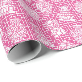 Chinoiserie Pagoda – Hot Pink Preppy Asian Garden Presentpapper