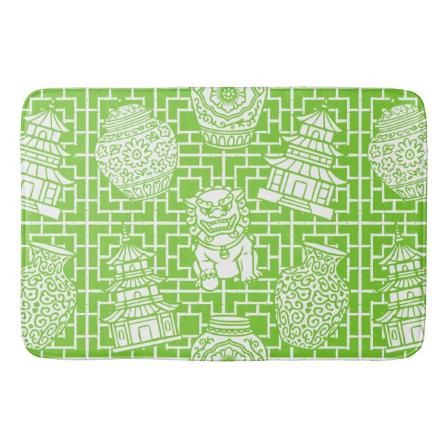 Chinoiserie Pagoda – Lime Preppy Asian Garden Badrumsmatta (Framsidan)