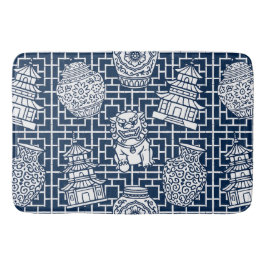 Chinoiserie Pagoda – Navy Preppy Asian Garden Badrumsmatta