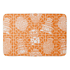 Chinoiserie Pagoda – Orange Preppy Asian Garden Badrumsmatta