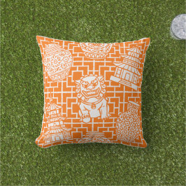 Chinoiserie Pagoda – Orange Preppy Asian Garden Kudde