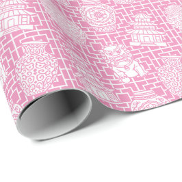 Chinoiserie Pagoda – Pink Preppy Asian Garden Presentpapper