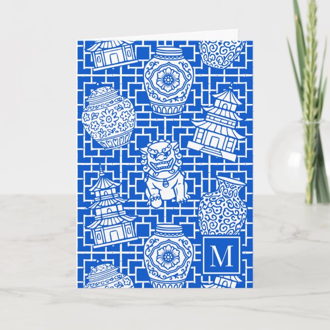 Chinoiserie Pagoda – Royal Preppy Asian Garden Anteckningskort (Framsida)