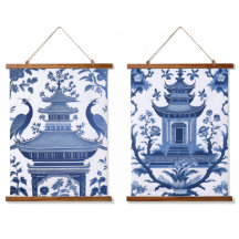CHINOISERIE PAGODER I BLÅTT 1 & 2