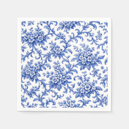 Chinoiserie Papperservietter, Blommönstrad Blå Fes Pappersservett