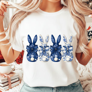 Chinoiserie Påskharen Blå Vit Blommig Pascha T Shirt