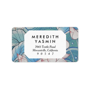 Chinoiserie Pastel Oriental Rosa & Blue Blommigt Adressetikett