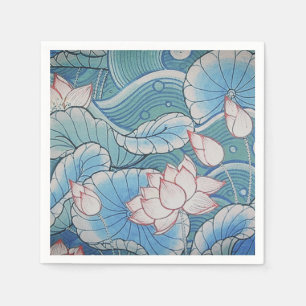 Chinoiserie Pastel Oriental Rosa & Blue Blommigt Pappersservett