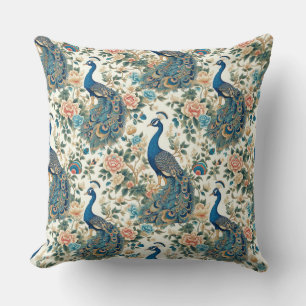 Chinoiserie Peacock Blommigt Kudde