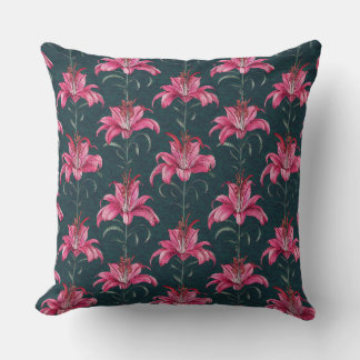 Chinoiserie Pink Lily Motif Pattern Kudde