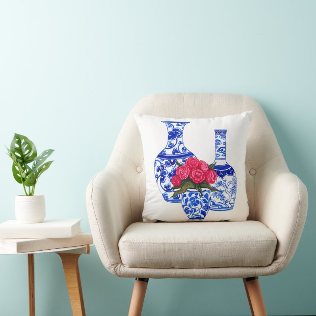Chinoiserie Porslinsvaser Kudde (Stol)