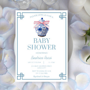 Chinoiserie Preppy Ginger Burk Asian Baby Shower Inbjudningar