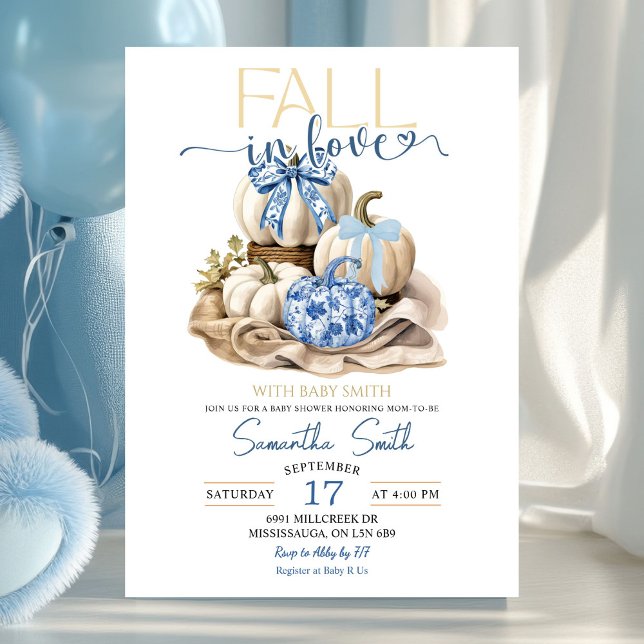 Chinoiserie Pumpkin Fall i Kärlek Baby Shower Inbjudningar (Skapare uppladdad)
