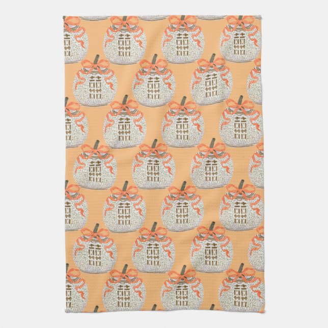 Chinoiserie Pumpkin Tea Towel Kökshandduk (Vertikal)