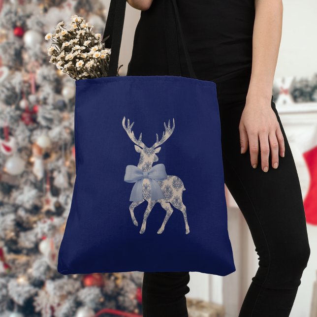 Chinoiserie Reindeer Navy jul Tygkasse (Skapare uppladdad)
