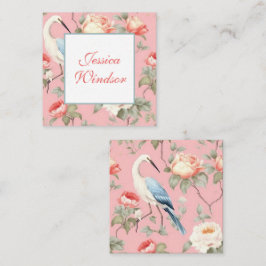 Chinoiserie Rosa Blommigt Egret Gift-hölje Anteckningskort
