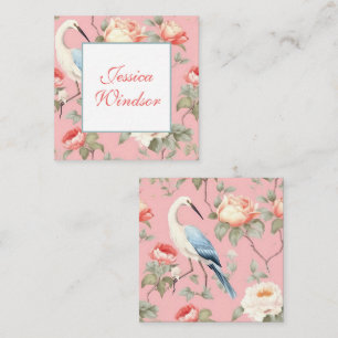 Chinoiserie Rosa Blommigt Egret Gift-hölje Anteckningskort