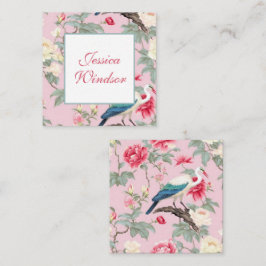 Chinoiserie Rosa Blommigt Egret Gift-hölje Anteckningskort