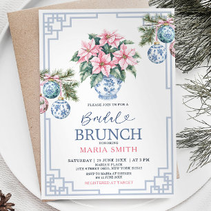 Chinoiserie Rosa Blommigt jul Möhippa Brunch Inbjudningar