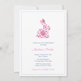 Chinoiserie Rosa Bunny Flicka Shower Inbjudningar