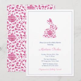 Chinoiserie Rosa Bunny Flicka Shower Inbjudningar