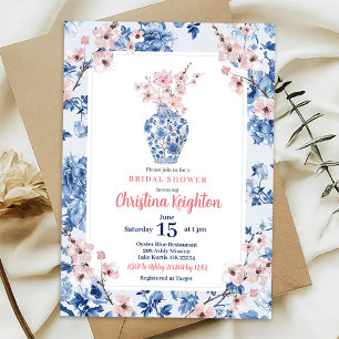 Chinoiserie Rosa Cherry Blommar Möhippa Inbjudningar