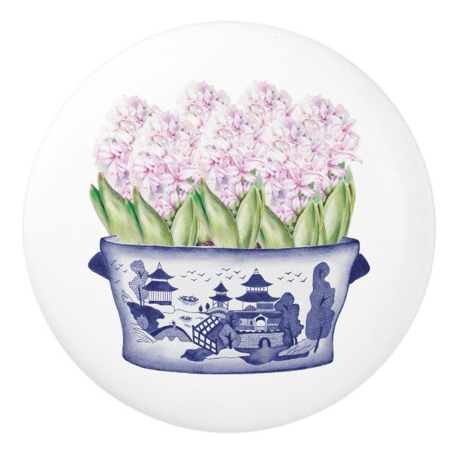 Chinoiserie Rosa Hyacinths Knopp (Framsidan)