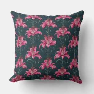 Chinoiserie Rosa Lilja Motiv Mönster Kudde