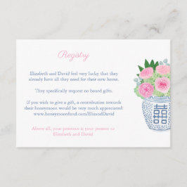 Chinoiserie Rosa ros Ginger Burk Shower Registry Tilläggskort