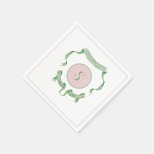 Chinoiserie Rosa Rosett band Logotyp Vapensköld Pappersservett