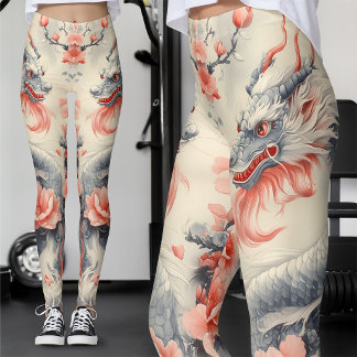 Chinoiserie Sakura Drakon | Skiffer & Rosa Konst Leggings